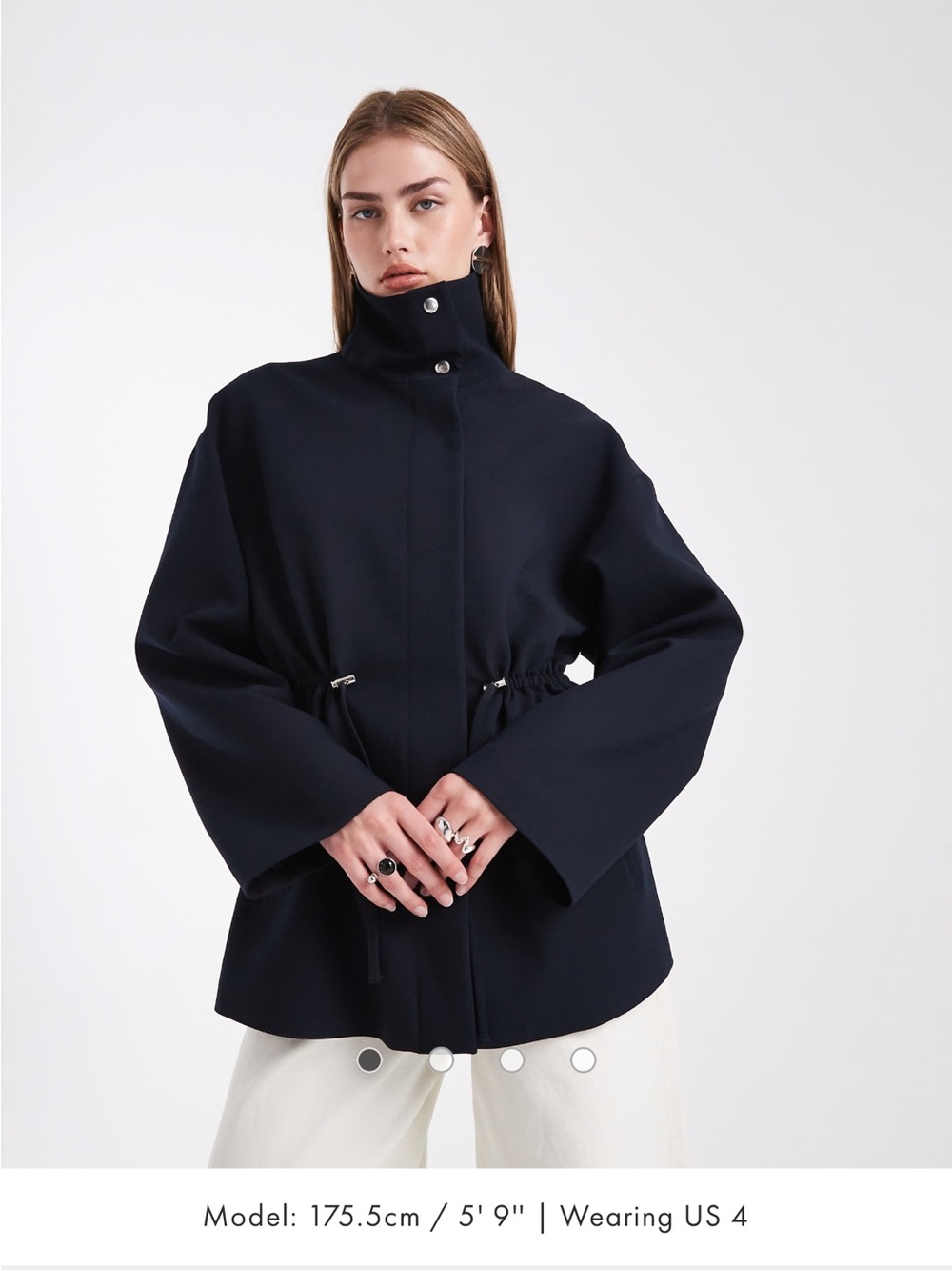 Asos High-Neck Drawstring Waist Women's Jacket - Navy (sold out)